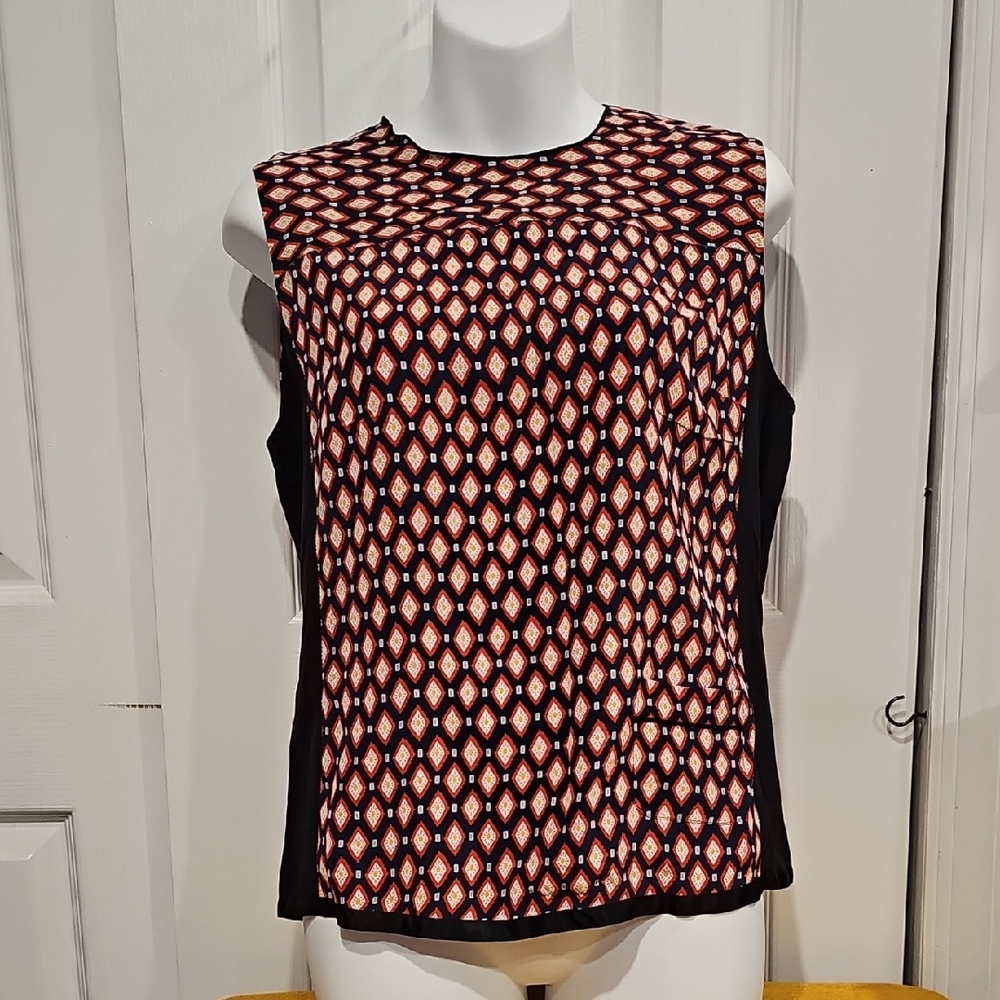 Marc Jacobs Geometric Pattern Sleeveless Silk Top Sz 4 NWT MSRP $375